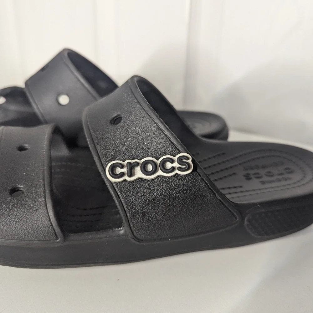 Crocs Unisex Shoes Black Classic Sandals Mens 8 Womens 10 2 Strap Slide Jibbit